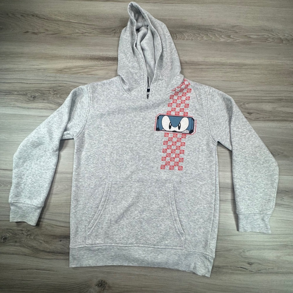 Kids Sonic the Hedgehog Grey Hoodie Size‎ 10 12 Long Sleeve Pullover Graphic